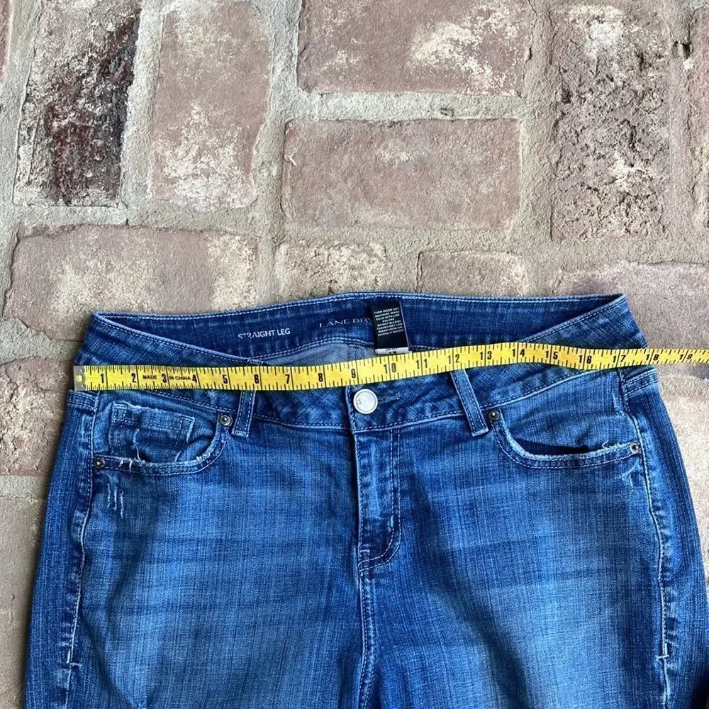 Lane Bryant Distressed Raw Frayed Hem Five Pocket Straight Leg Jeans Size 14